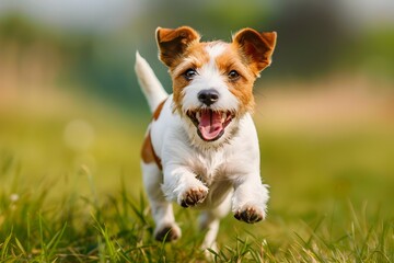 A Dog's Contagious Joy: The Playful Energy of Man's Best Friend - obrazy, fototapety, plakaty