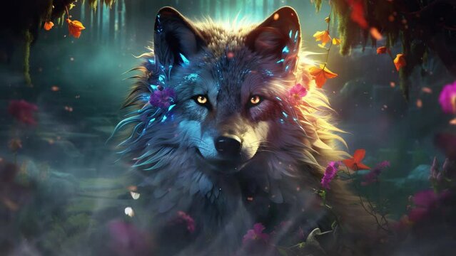 Fluffy Fox Roaming the Serene Forest  Seamless looping 4k time-lapse virtual video animation background. Generated AI