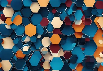 Fotobehang Abstract geometric hexagon pattern blue background Creative design templates stock illustration © mohamedwafi
