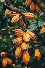 ripe yellow cocoa fruit from the harvest of the cocoa tree