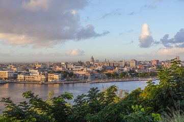 Overview of Havana city from the exterior of the renowned sculpture known as the cristo de la...
