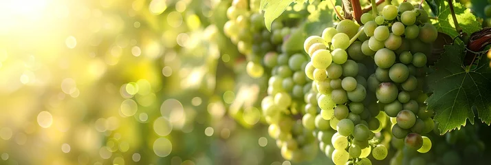 Fotobehang Vineyard at sunny day, green vines and ripe grapes © inspiretta