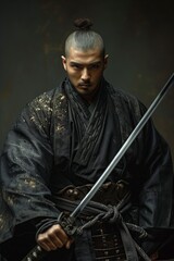 Fototapeta premium samurai practicing martial arts with a katana