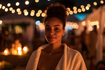 woman enjoying her night vacation