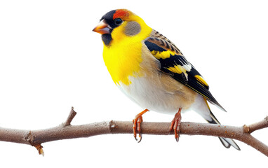 Goldfinch Resting on Bough isolated on transparent Background