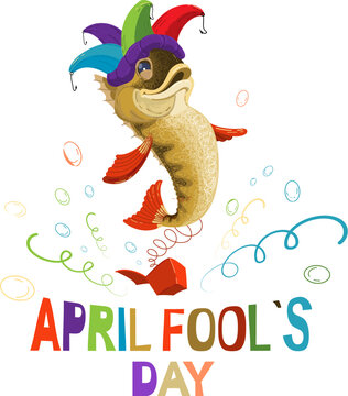April fools day clown fish greeting card template