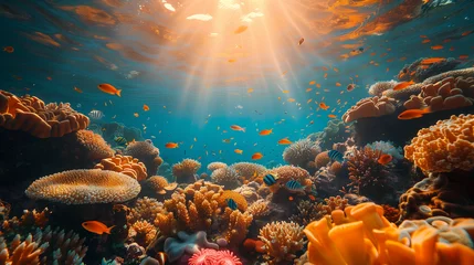 Fotobehang underwater photography of coral reefs with fish and fauna © Artem