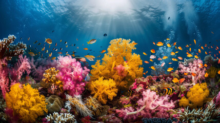 Obraz na płótnie Canvas underwater photography of coral reefs with fish and fauna
