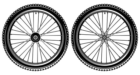 A set of front and rear wheels with gears for bicycle