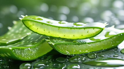 Fresh aloe leaves. The concept of cosmetic products, plants, and medicinal products.