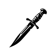 silhouette of a military dagger isolated on a white background. Vector logo. - obrazy, fototapety, plakaty