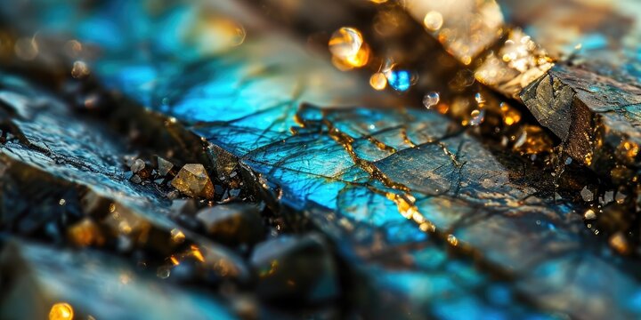 Closeup view of a labradorite mineral