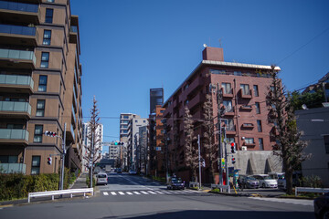Fototapeta na wymiar 東京渋谷区東四丁目の都市風景