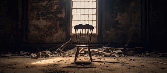 Classic Wooden Chair in Abandoned Building.
