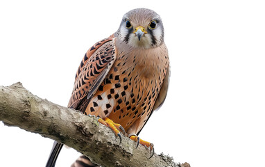 Obraz premium Branch Perched Kestrel isolated on transparent Background
