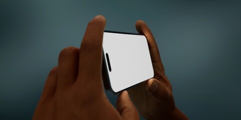 Black African-American holds a modern smartphone in a horizontal position  - 758811773