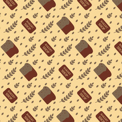 Seamless bread pattern. Simple design for packaging, wrapping paper, menu, bakery, confectionery, cafe. Vector illustration.