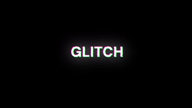 Glitch text with screen effects of technological failures. Spectacular screen glitch with various kinds of interference