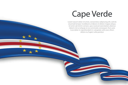 Abstract Wavy Flag of Cape Verde on White Background