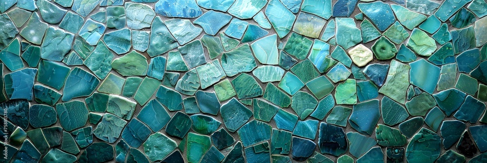 Leinwandbilder a close up of a vibrant mosaic tile wall, showcasing intricate patterns and colors that create a mes