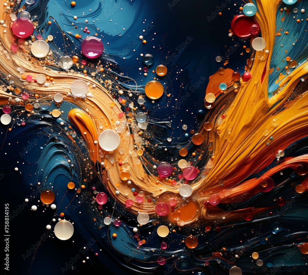 Aufkleber A vibrant and dynamic abstract painting filled with an array of colors and shapes that blend harmoniously to create a kaleidoscopic display of creativity