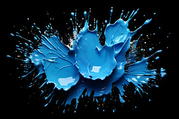 blue color splash isolated on black background
