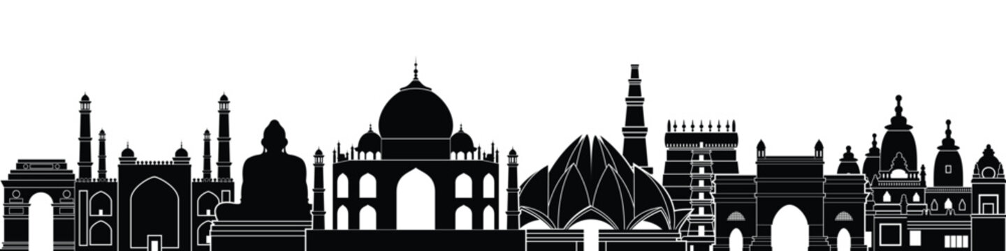 islamic mosque building set flat illustration