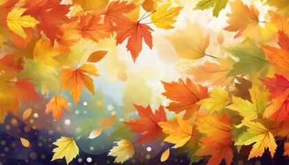 Naklejka na ściany i meble autumn leaves background created with
