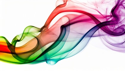 abstract colorful smoke wave on white background