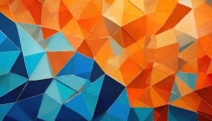 an abstract background featuring an orange and blue background in the style of mosaic like forms - obrazy, fototapety, plakaty