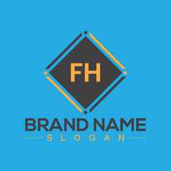 Obraz premium Modern letter FH alphabet logo design with creative square symbol