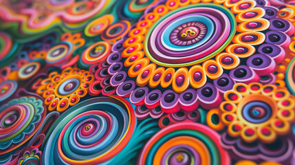 Fototapeta premium Colorful psychedelic pattern spirals.