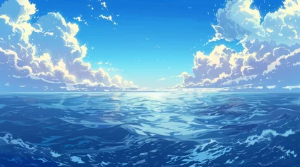 Deurstickers Anime style illustration landscape of vast sea and sky © vannet