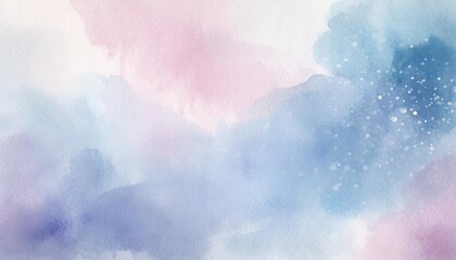 watercolor background in blue pink and purple colors soft pastel color splash and blotches with fringe bleed painting on paper texture