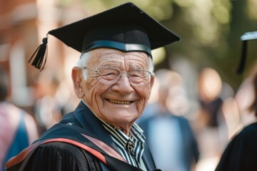 Portrait of a happy older man graduating from college