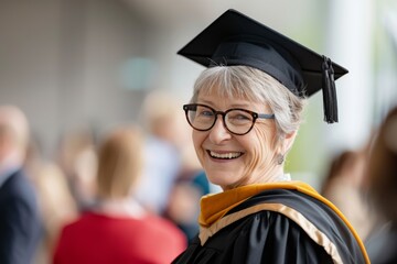 Portrait of a happy older woman graduating from college