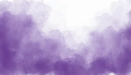 Foto op Plexiglas watercolor background in purple and white painting with cloudy distressed texture grunge border soft fog or hazy lighting and pastel colors © Michelle