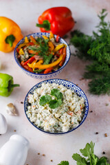 A bowl of traditional russian salad olivier.