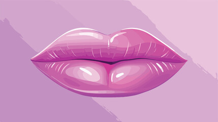 Beautiful pink lips on a purple background.