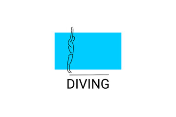 Diving (sport) vector line icon. swimmer with diving sport. sign. sport pictogram illustration
