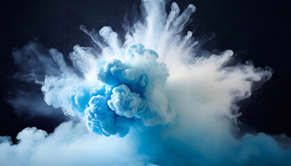Fond abstrait. Explosion de fumée bleue - obrazy, fototapety, plakaty