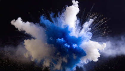Fond abstrait. Explosion de fumée bleue