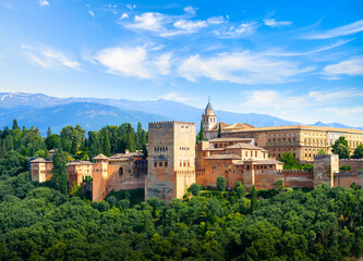 Fototapeta na wymiar The Alhambra Fortress in Granada, Spain. A historical monument of Islamic architecture. 