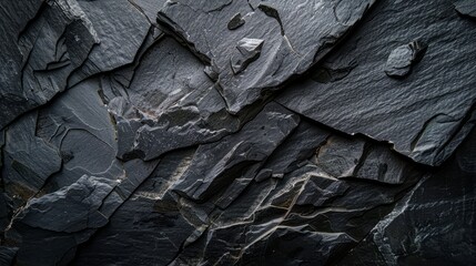 Black slate texture. Dark gray stone background. - obrazy, fototapety, plakaty