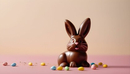 Fototapeta na wymiar Easter bunny chocolate with copy space created with generative ai
