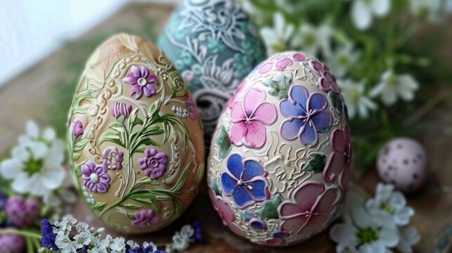 Decorative easter eggs with ornament