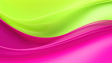 Obraz premium A minimalist image with flowing waves of magenta and lime green, symbolizing fluidity and movement, perfect for abstract and dynamic design backgrounds or themes related to motion and energy