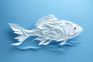 beautiful fish origami paper art illustration - obrazy, fototapety, plakaty