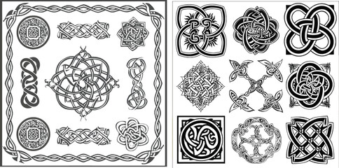 Vector decorative elements for the design of diploma, advertisements, envelope based on Celtic patterns - obrazy, fototapety, plakaty