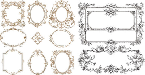 Floral ornament collage of frames - obrazy, fototapety, plakaty